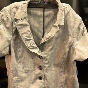 Addition-Elle Size 18 Grey Short-sleeved Fitted Blazer